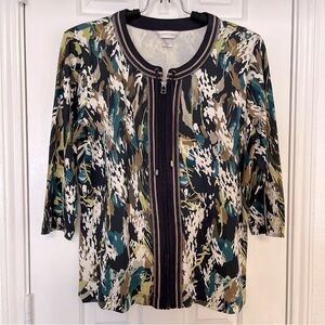 🌸 Christopher & Banks Size L  Zippered 3/4 Sleeve Lightweight Jacket Top